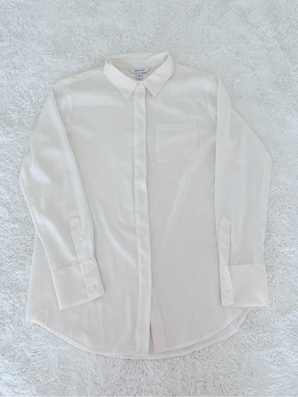 Nine West Off-White Button-Up Blouse | Long Sleeve | Size M - Picture 1 of 8